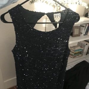 Haute Hippie Navy sequined dress with open back